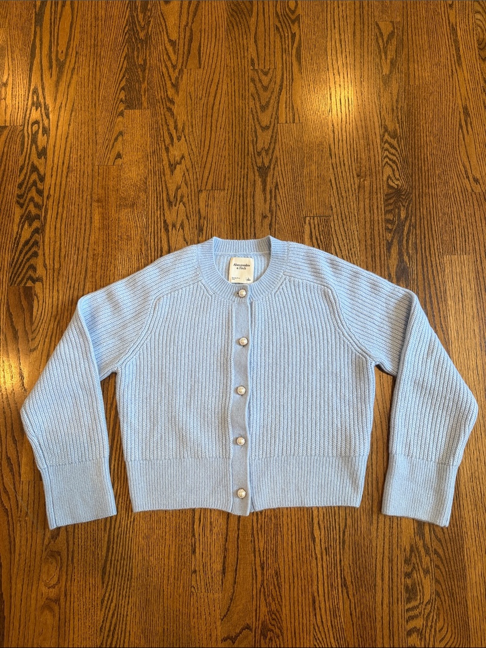 Abercrombie & Fitch Light Blue Pearl Button Cardigan Sweater L